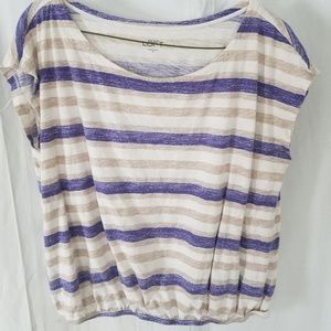 Ann Taylor Loft Short Sleeve Striped Blouse